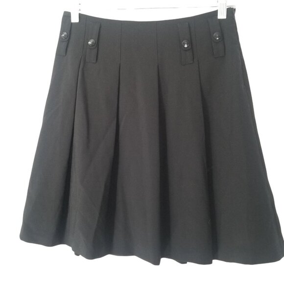 How & Wen Women's Black Pleated A-Line Skirt Size 2 - Picture 2 of 6
